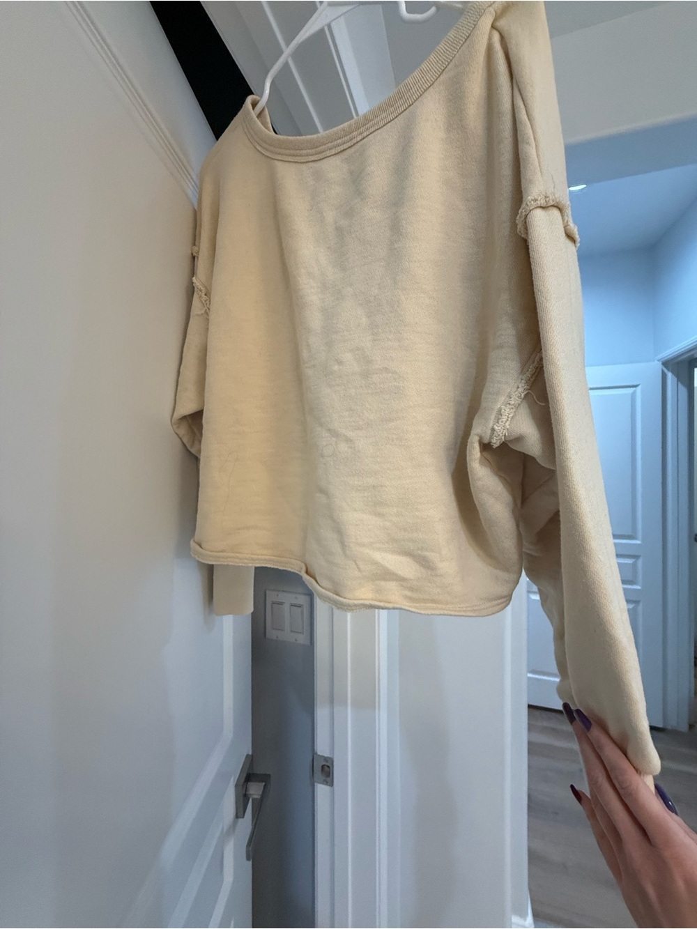 JoyLab Cream Drawstring Cropped Sweatshirt - Picture 2 of 8